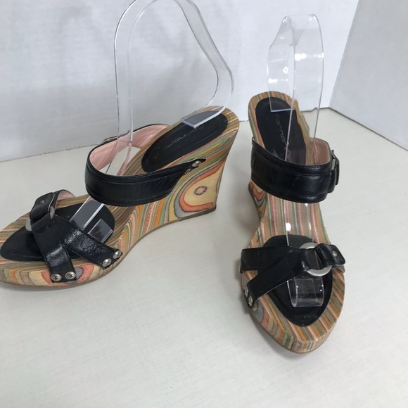 Wood Rainbow Platform Slip On Sandal SIze 5 - Fornarino - Vintage - Picture 7 of 12